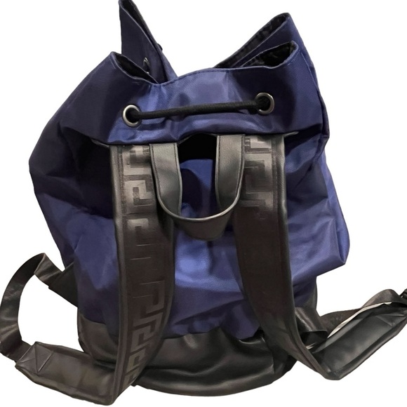 NEW Versace Parfums Navy Blue Drawstring Bucket Bag Backpack - Picture 3 of 9
